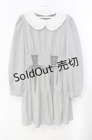 画像: Ank Rouge / ウエストスピンドルチェックワンピース M グレ- O-25-08-21-082-CA-OP-OW-OS