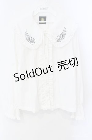 画像: LISTEN FLAVOR / リボン付きフリルシャツ【天使の翼】 F ホワイト O-25-08-21-086-PU-BL-OW-OS