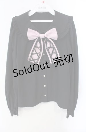 画像: Jamie エーエヌケー / スピンドルリボンブラウス M クロ×ピンク O-25-08-21-089-LO-BL-OW-OS