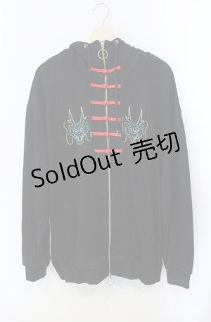 画像: LISTEN FLAVOR / ドラゴンチャイナジップパーカー  ブラック O-25-08-21-092-PU-TO-OW-OS