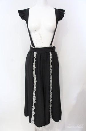 画像: Deary / レース配色サスペンダー付きワイドパンツ M クロ×シロ O-25-08-21-011-LO-PA-IG-OS