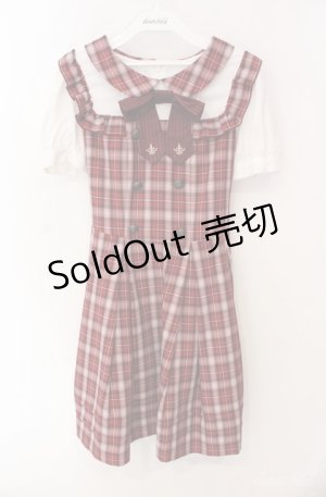 画像: Secret Honey / スクエアヨークレイヤード風パフワンピース  アカ×シロ O-25-08-21-017-CA-OP-IG-OS