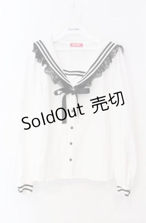 画像: MA*RS / セーラーブラウス  シロ×クロ O-25-08-21-019-EL-BL-IG-OS