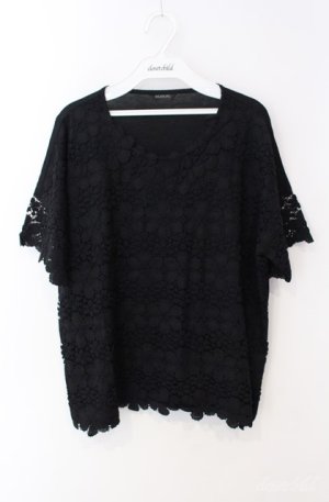 画像: INGEBORG / 花モチーフレースカットソー  クロ O-25-08-21-033-LO-TO-OW-OS