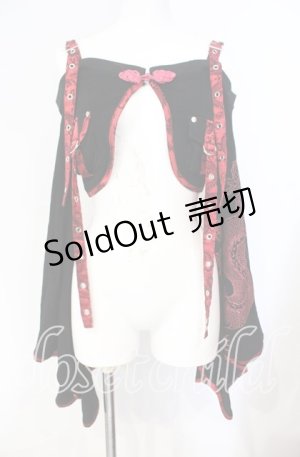 画像: Qutie Frash / ドラゴンサテンオフショルショートボレロ  ブラック×レッド O-25-08-23-037-QU-TO-OW-OS