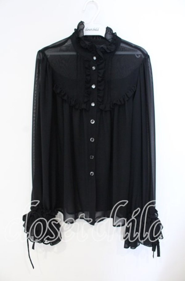 画像1: Enchantlic Enchantilly / シャンテリー フリル ブラウス  クロ O-25-08-23-041-LO-BL-IG-OS (1)