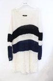 画像1: INGEBORG / ボーダーサマーニット 9号 オフ×クロ×ネイビー O-25-08-23-046-LO-TO-OW-OS (1)