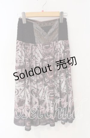 画像: OZZ ANGELO / 絵画柄スカート  ワイン系 O-25-08-23-048-OO-SK-OW-ZY