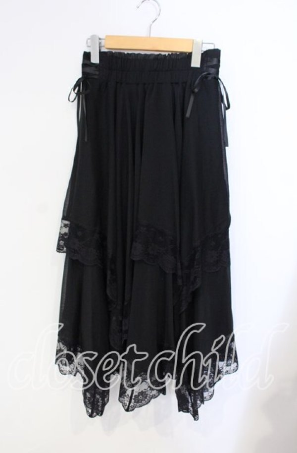 画像1: axes femme / 裾レースイレヘムスカート F クロ O-25-08-23-054-AX-SK-OW-OS (1)