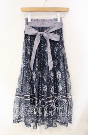 画像: axes femme / フラワープリントレーススカート F アオ O-25-08-23-056-AX-SK-OW-OS