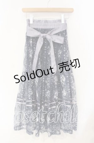 画像: axes femme / フラワープリントレーススカート F アオ O-25-08-23-056-AX-SK-OW-OS