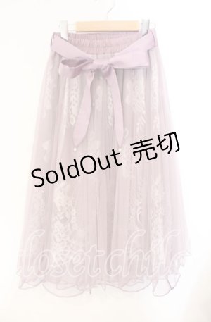 画像: axes femme POETIQUE / リボン付レース×チュールスカート M ピンク O-25-08-23-057-AX-SK-OW-OS
