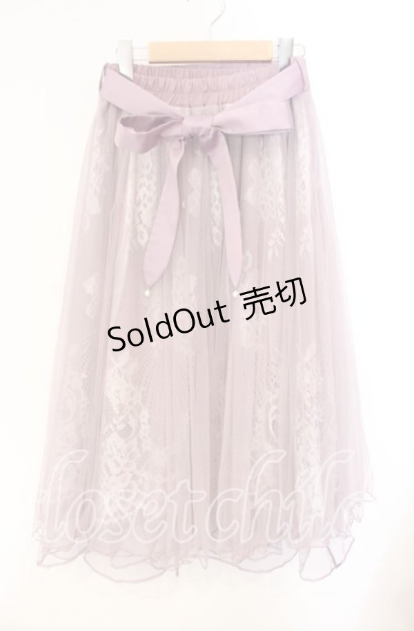 画像1: axes femme POETIQUE / リボン付レース×チュールスカート M ピンク O-25-08-23-057-AX-SK-OW-OS (1)