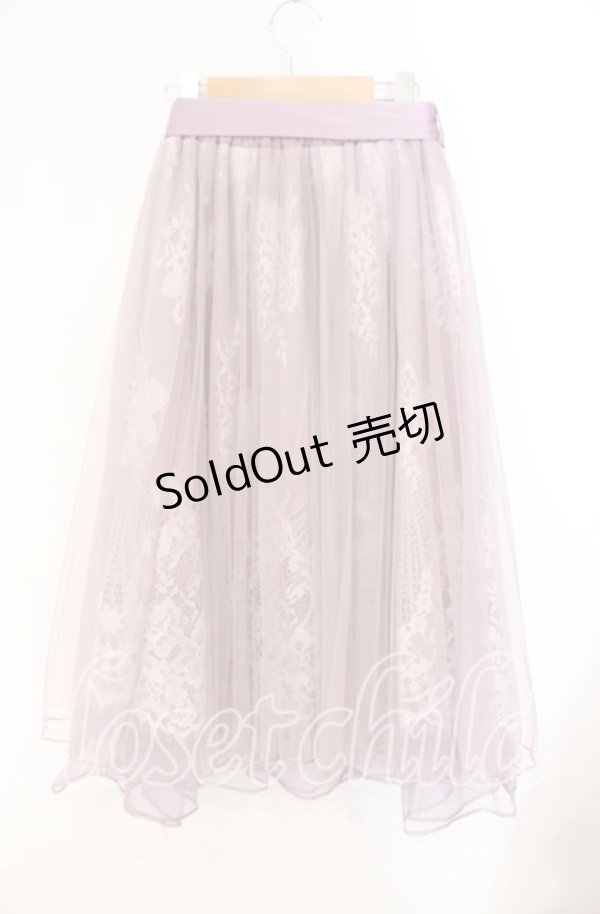 画像2: axes femme POETIQUE / リボン付レース×チュールスカート M ピンク O-25-08-23-057-AX-SK-OW-OS (2)