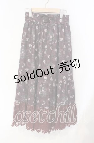 画像: axes femme / ミュルーズ染織美術館コラボ/フェザー×フラワー柄スカート M ワイン O-25-08-23-058-AX-SK-OW-ZT089