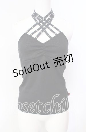 画像: Qutie Frash / パイソンptクロスキャミ  ブラック O-25-08-23-006-QU-TO-OW-OS