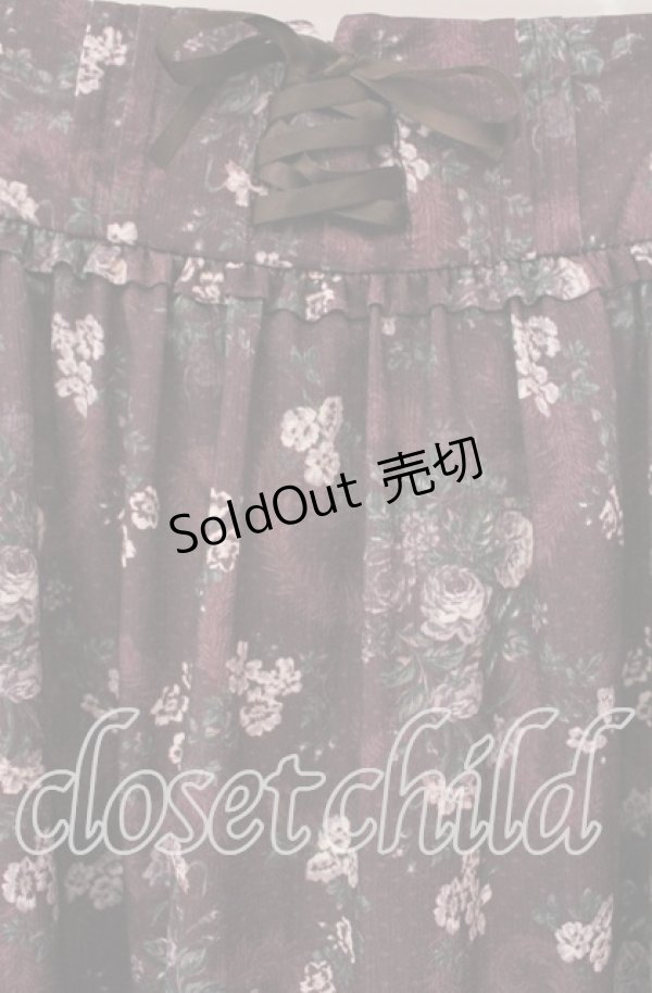 画像2: axes femme / ミュルーズ染織美術館コラボ/フェザー×フラワー柄スカート M ワイン O-25-08-23-058-AX-SK-OW-ZT089 (2)