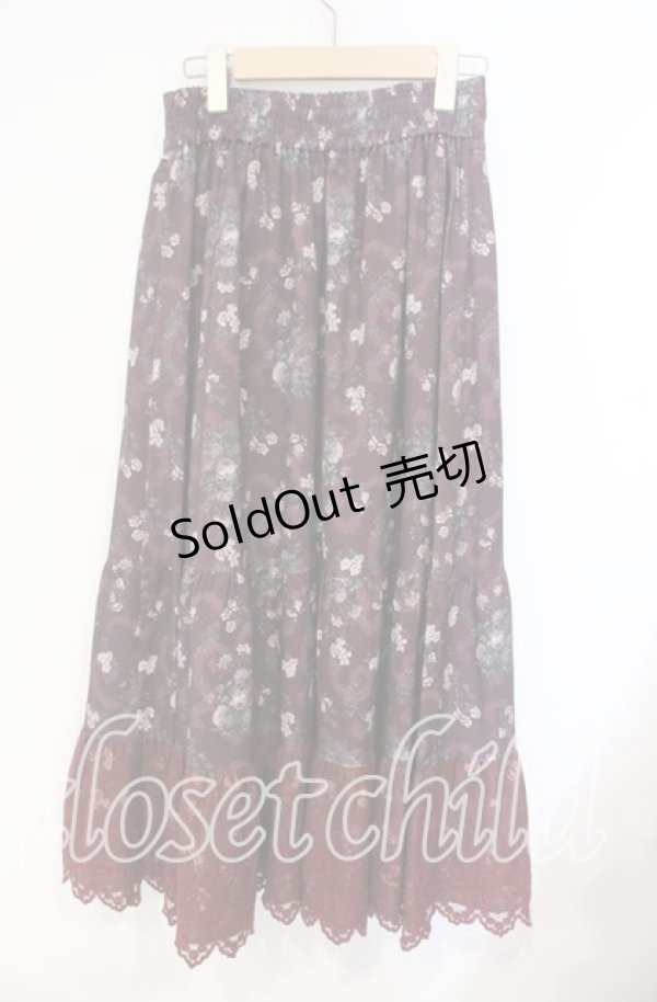 画像3: axes femme / ミュルーズ染織美術館コラボ/フェザー×フラワー柄スカート M ワイン O-25-08-23-058-AX-SK-OW-ZT089 (3)