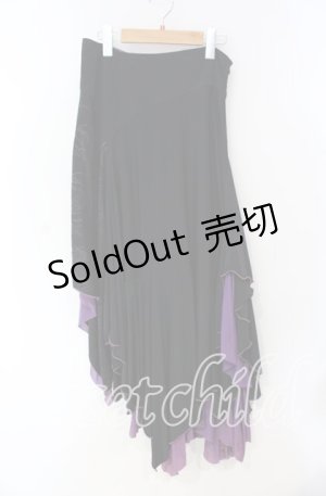 画像: Qutie Frash / ネット切り替えアシンメトリーロングスカート  ブラック×パープル O-25-08-23-063-QU-SK-OW-OS