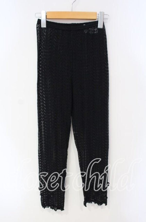 画像1: PINK HOUSE / モチーフ付き透かし編みレギンス  クロ O-25-08-23-068-LO-PA-OW-ZT022 (1)