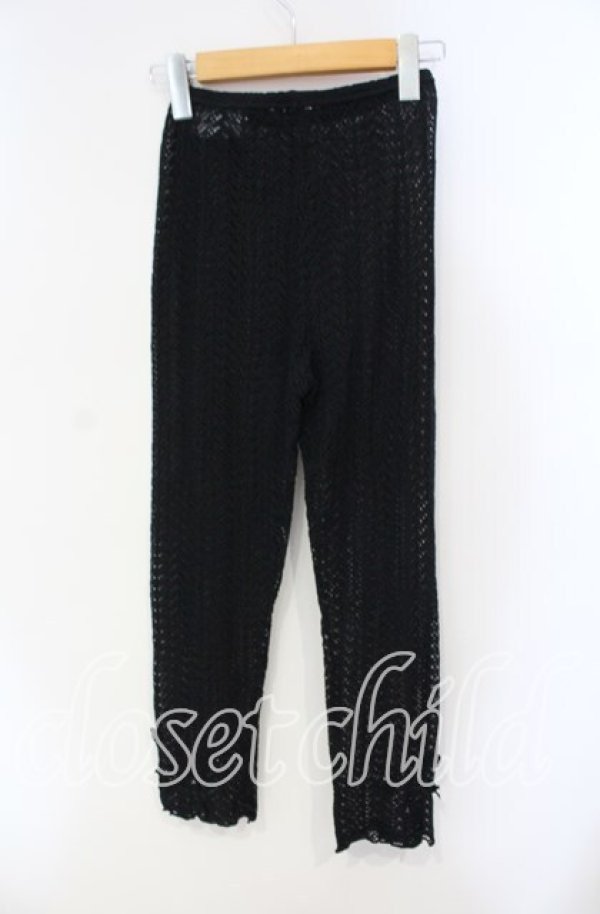 画像2: PINK HOUSE / モチーフ付き透かし編みレギンス  クロ O-25-08-23-068-LO-PA-OW-ZT022 (2)