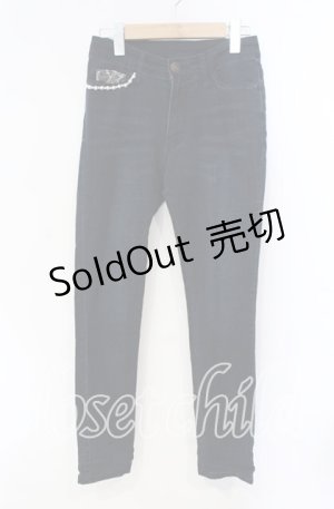 画像: axes femme / レースデザインデニムパギンス S インディゴ O-25-08-23-071-AX-PA-OW-ZT507