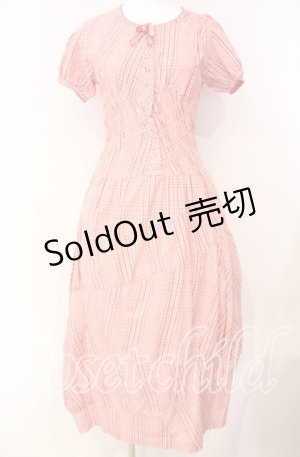 画像: PINK HOUSE / シャーリング切り替えチェックワンピース  ピンク O-25-08-23-1001-LO-OP-OW-OS