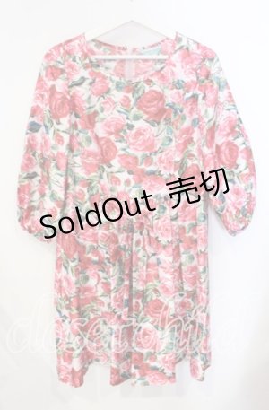 画像: JESUS DIAMANTE / フェリエワンピ  バロックレッドローズ柄ピンク O-25-08-23-1004-JE-OP-OW-OS