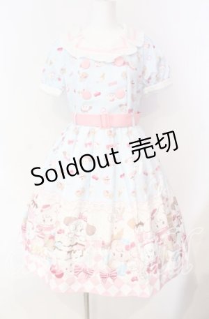 画像: axes femme kawaii / mikko illustration × axes femme KAWAII ダイナーカフェワンピース M サックス O-25-08-23-1009-AX-OP-OW-OS