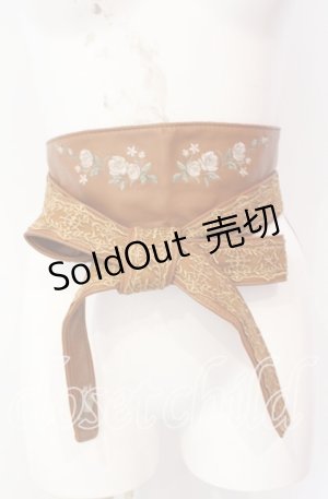 画像: axes femme / 薔薇刺繍サッシュベルト  キャメル O-25-08-23-1010-AX-ZA-IG-OS