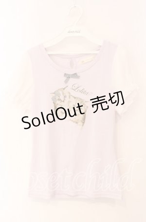 画像: Ank Rouge / ねこptパフスリーブカットソー  ラベンダー O-25-08-23-1017-CA-TO-OW-OS