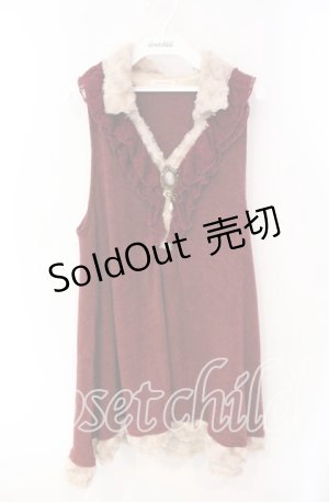 画像: axes femme / カメオ使いニットノースリチュニ M ワイン O-25-08-23-1026-AX-TO-OW-OS
