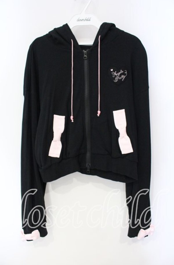 画像1: Angelic Pretty / ハートワッペンBunnyパーカー  クロ O-25-08-23-093-AP-TO-OW-OS (1)