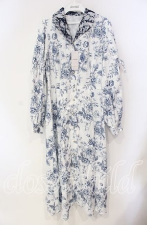 画像: axes femme NOSTALGIE / ドローイングフラワー柄ワンピース F ブルー O-25-08-23-097-AX-OP-OW-OS