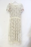 画像1: axes femme / 花ストライプ柄チュールワンピース M キナリ O-25-08-23-105-AX-OP-OW-OS (1)