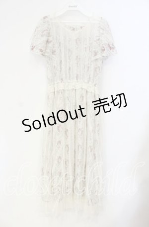 画像: axes femme / 花ストライプ柄チュールワンピース M キナリ O-25-08-23-105-AX-OP-OW-ZT040
