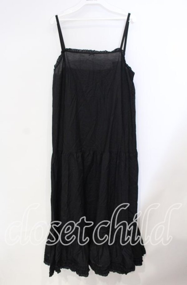 画像1: PINK HOUSE / ローンキャミソールワンピース  クロ O-25-08-23-018-LO-OP-OW-ZI (1)