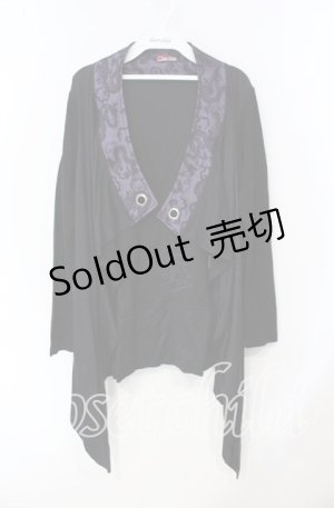 画像: Qutie Frash / ドラゴンサテン切り替えカーディガン  ブラック×パープル O-25-08-23-021-QU-TO-OW-OS