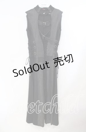 画像: Qutie Frash / パイソン切り替えベルトロングベスト  ブラック×チャコールグレー O-25-08-23-026-QU-JA-OW-OS