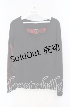 画像: Qutie Frash / ベルトカットソー  ブラック×レッド O-25-08-23-032-QU-TO-OW-OS