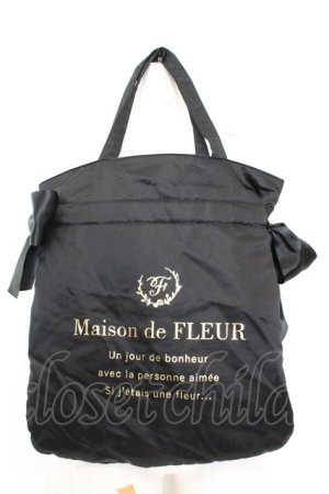 画像: Maison de FLEUR / ダブルリボントートバッグ  クロ O-25-08-25-003-LO-BG-IG-ZT-K026