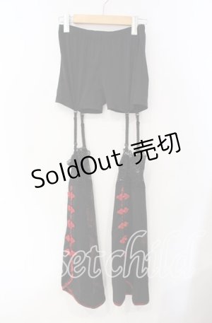 画像: Qutie Frash / インナーレッグ付きパンツ  ブラック×レッド O-25-08-25-1046-QU-PA-IG-OS