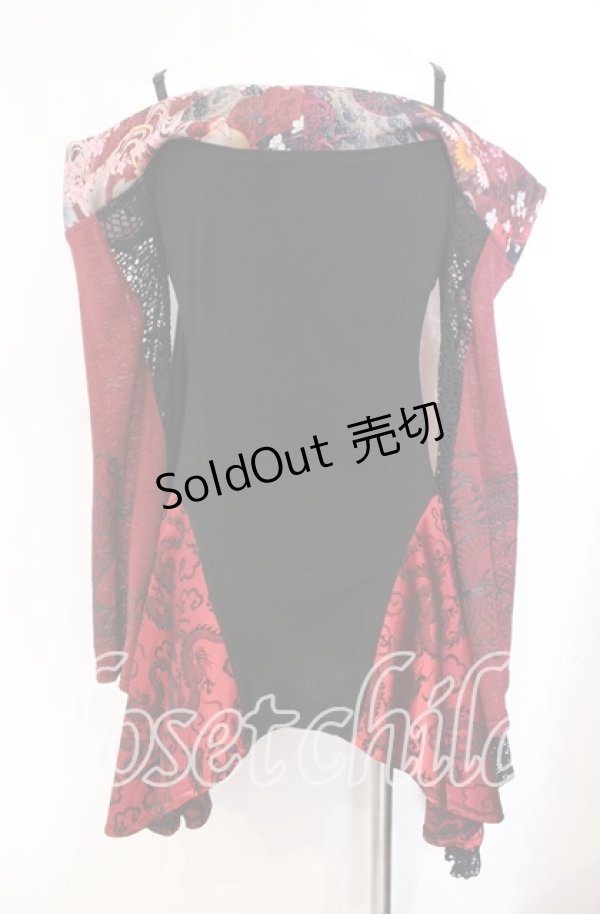 画像3: Qutie Frash / オフショル着物袖カットソー  レッド×ブラック O-25-08-25-1005-QU-TO-IG-OS (3)