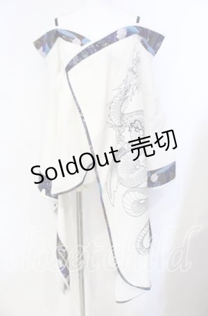 画像: Qutie Frash / オフショルアシメチュニック  ホワイト×ブルー O-25-08-25-1006-QU-OP-IG-OS