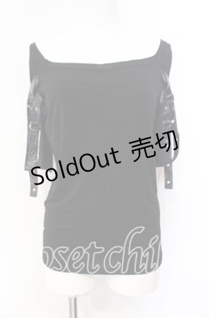 画像: Qutie Frash / 2連ベルトTシャツ  ブラック×パープル O-25-08-25-1003-QU-TO-IG-OS