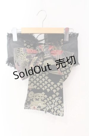 画像: Qutie Frash / ちりめんリボン帯コルセット  ブラック×オレンジ O-25-08-25-1027-QU-TO-IG-OS