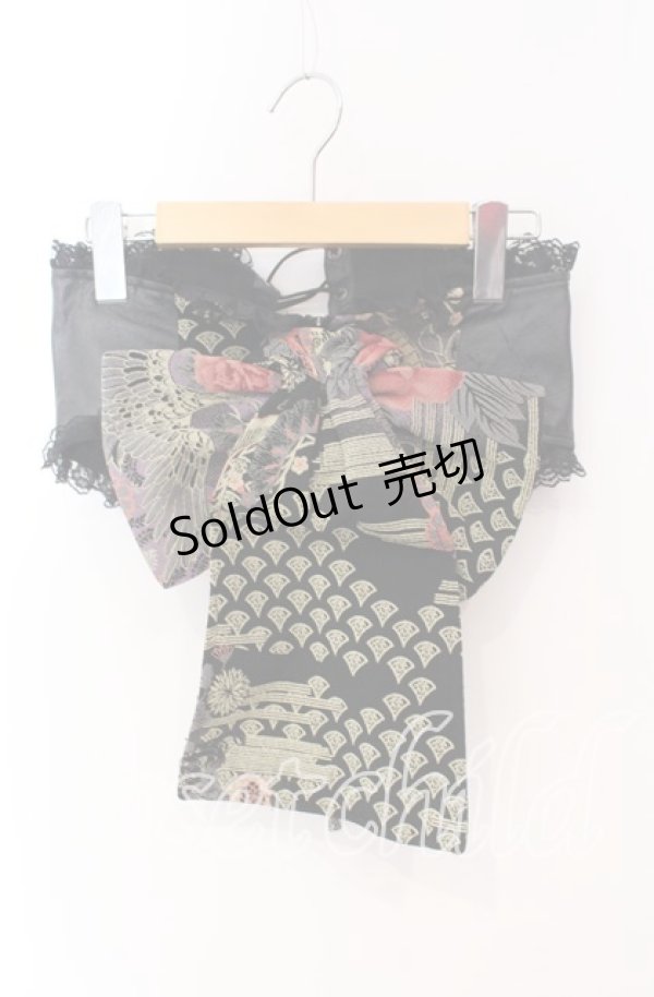 画像1: Qutie Frash / ちりめんリボン帯コルセット  ブラック×オレンジ O-25-08-25-1027-QU-TO-IG-OS (1)