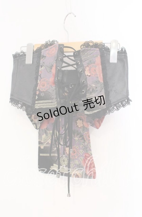 画像2: Qutie Frash / ちりめんリボン帯コルセット  ブラック×オレンジ O-25-08-25-1027-QU-TO-IG-OS (2)