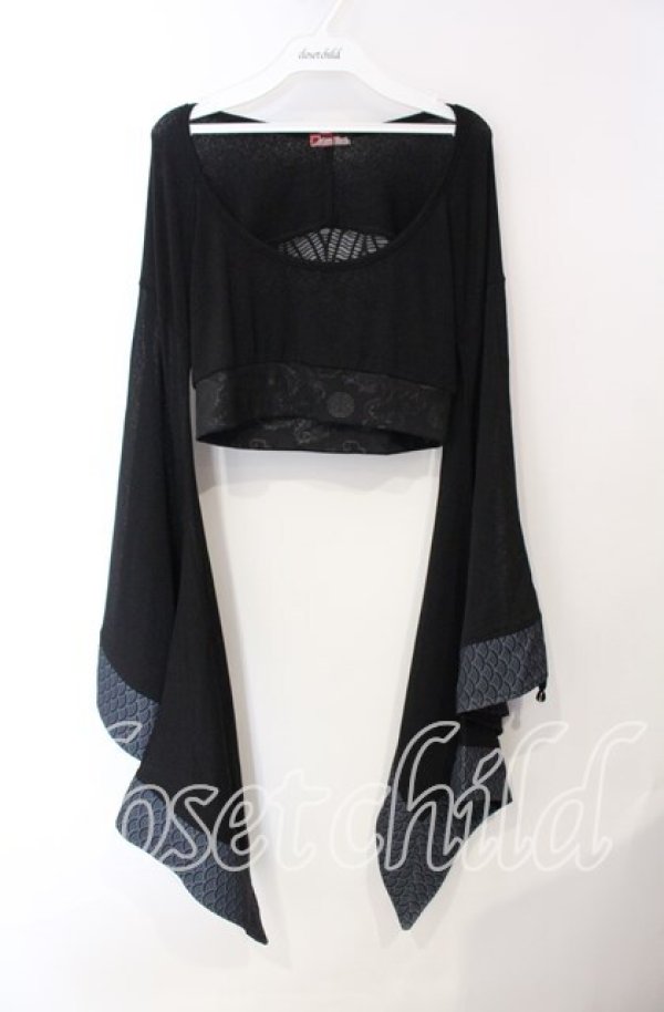 画像1: Qutie Frash / バックメッシュショートトップス  ブラック O-25-08-25-1028-QU-TO-IG-OS (1)