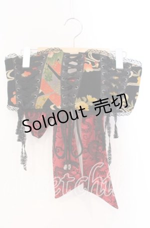 画像: Qutie Frash / ちりめんDSリボンコルセット  ブラック×レッド×オレンジ系 O-25-08-25-1032-QU-TO-IG-OS